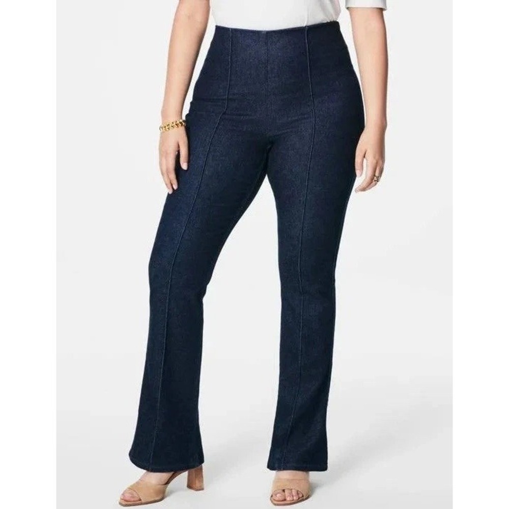 Spanx Zero WaistBand Micro Flare Indigo Wash Denim Jeans Women Small 21161Q